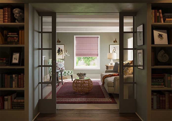 Delicate Chevron, Garnet - Motorised Roman Blind - Image 8